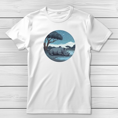 Orrszarvús póló férfiaknak fehér színben