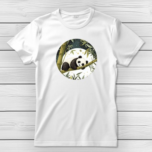 Pandás póló férfiaknak fehér színben