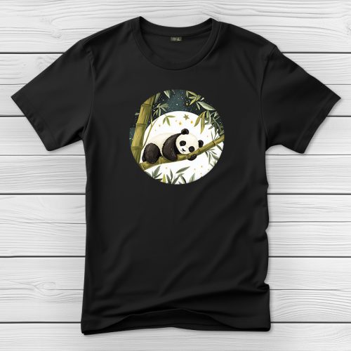 Pandás póló férfiaknak fekete színben