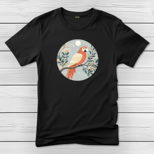 Papagájos póló férfiaknak fekete színben