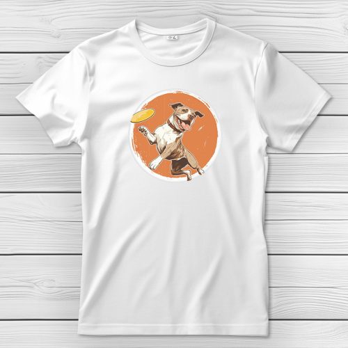 Pitbullos póló férfiaknak fehér színben