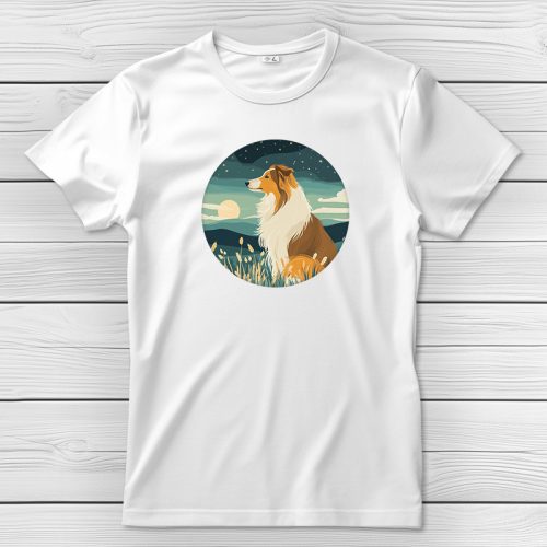 Skót juhászos póló férfiaknak fehér színben