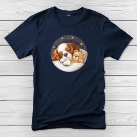 Cavalier King Charles spánieles póló férfiaknak sötétkék színben