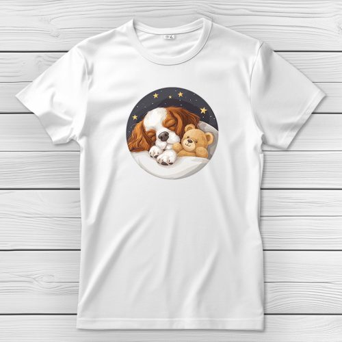 Cavalier King Charles spánieles póló férfiaknak fehér színben