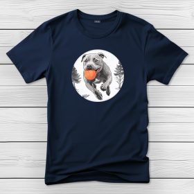 Staffordshire terrieres póló férfiaknak sötétkék színben