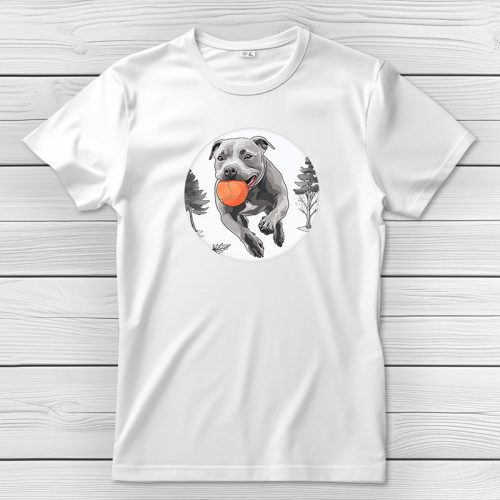 Staffordshire terrieres póló férfiaknak fehér színben