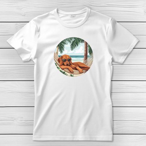 Magyar vizslás póló férfiaknak fehér színben