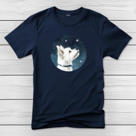 Westie-s póló férfiaknak sötétkék színben