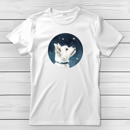 Westie-s póló férfiaknak fehér színben