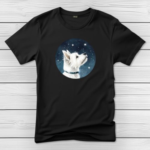 Westie-s póló férfiaknak fekete színben