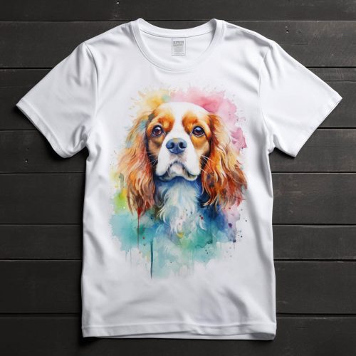 Cavalier king charles spániel mintás póló férfiaknak