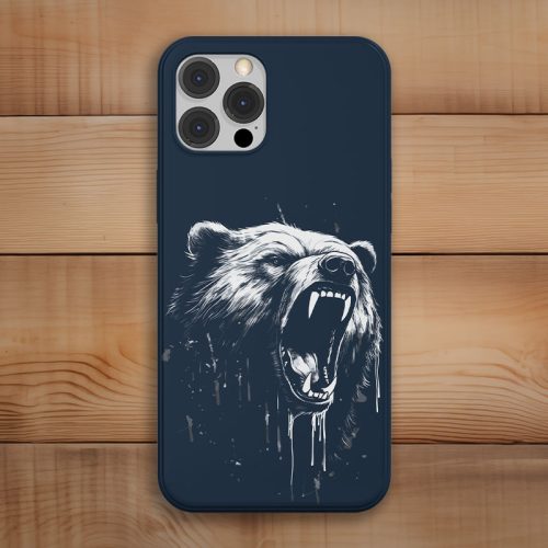 Medvés telefontok sötétkék színben