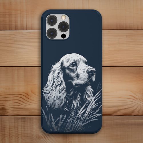 Cocker spánieles telefontok sötétkék színben