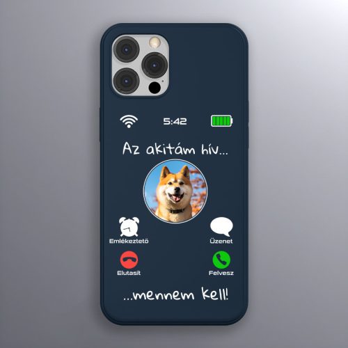Akitás telefontok sötétkék színben