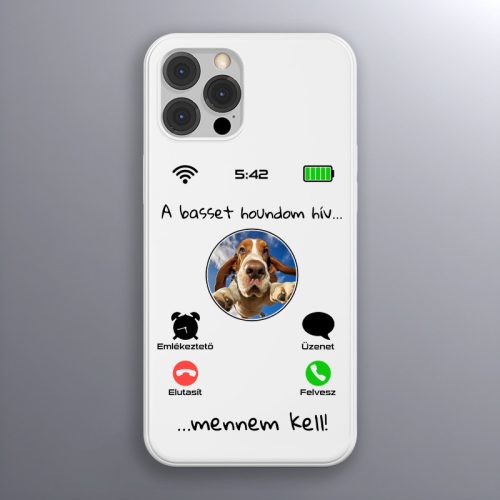 Basset houndos telefontok fehér színben