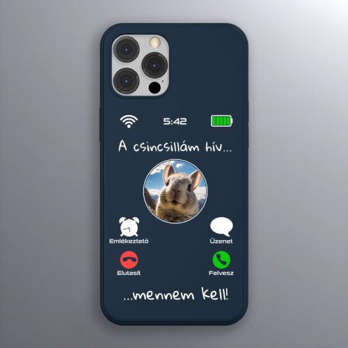 Csincsillás telefontok sötétkék színben