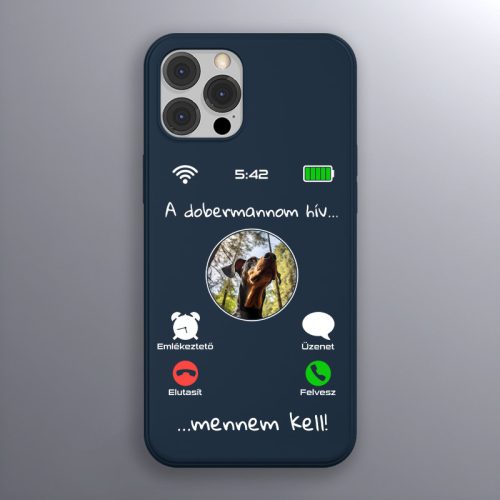 Dobermannos telefontok sötétkék színben