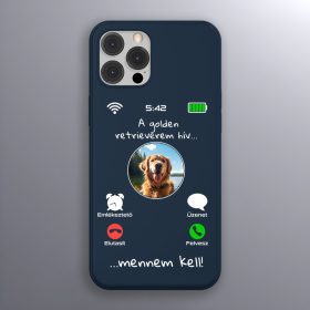 Golden retrieveres telefontok sötétkék színben