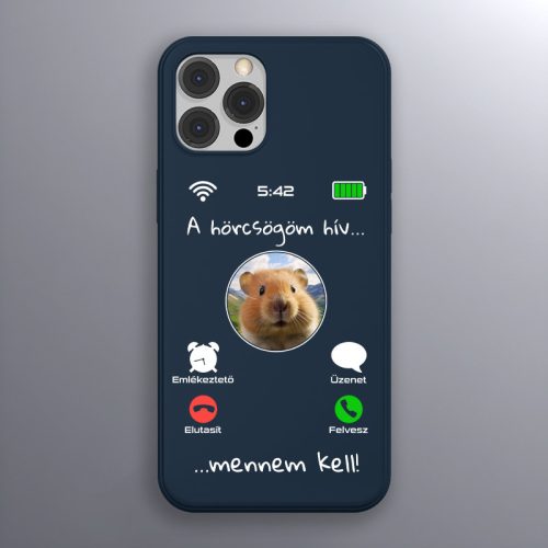 Hörcsögös telefontok sötétkék színben