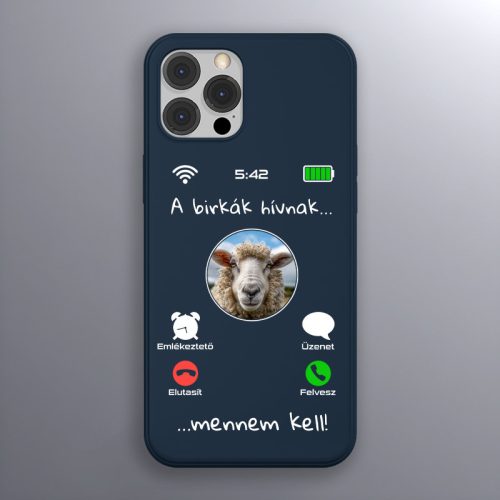 Bárányos telefontok sötétkék színben