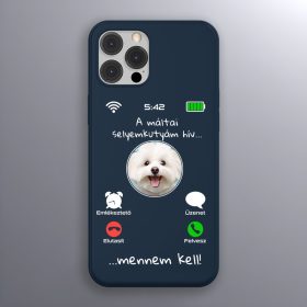 Máltai selyemkutyás telefontok sötétkék színben