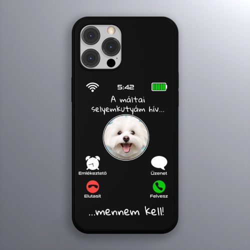 Máltai selyemkutyás telefontok fekete színben