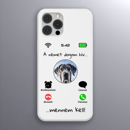 Német dogos telefontok fehér színben