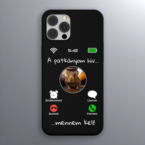 Patkányos telefontok fekete színben