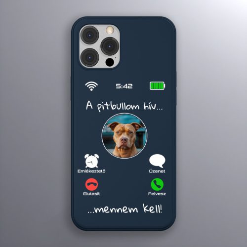 Pitbullos telefontok sötétkék színben