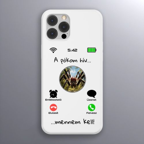 Pókos telefontok fehér színben