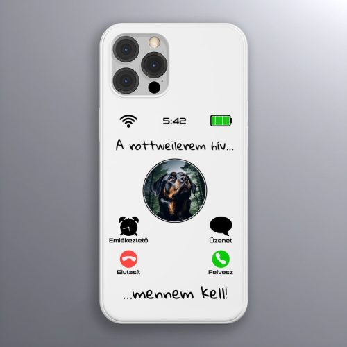 Rottweileres telefontok fehér színben