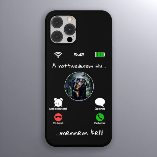Rottweileres telefontok fekete színben