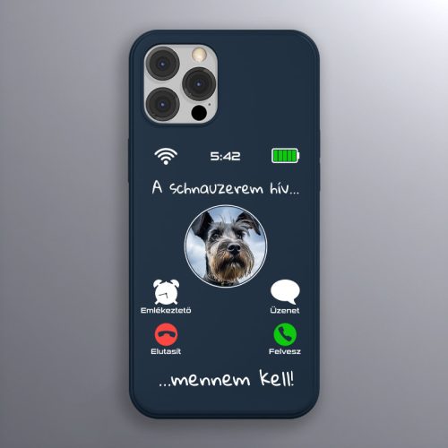Schnauzeres telefontok sötétkék színben