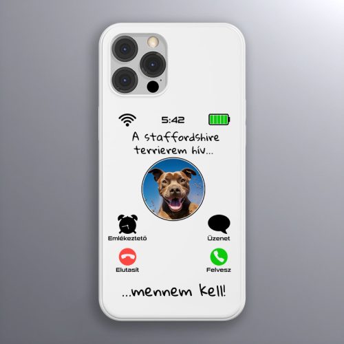 Staffordshire terrieres telefontok fehér színben