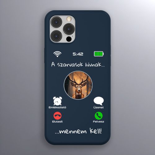 Szarvasos telefontok sötétkék színben