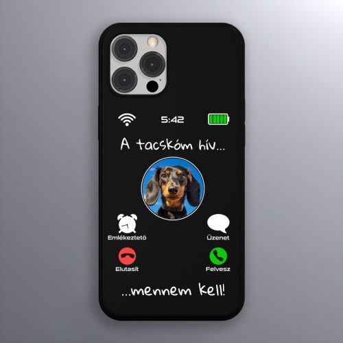 Tacskós telefontok fekete színben