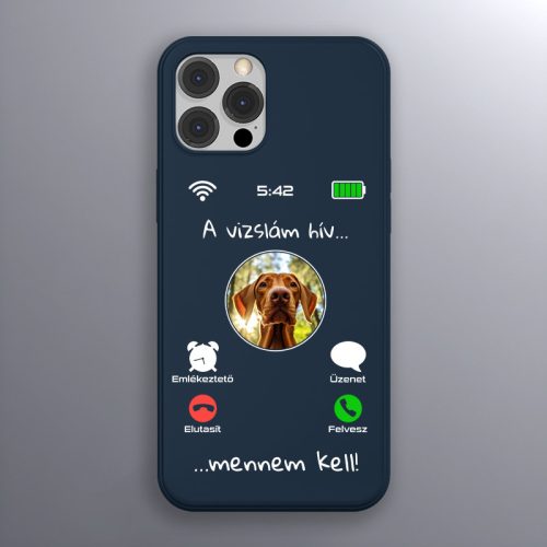 Magyar vizslás telefontok sötétkék színben