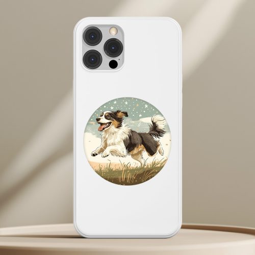 Ausztrál juhászkutyás telefontok fehér színben