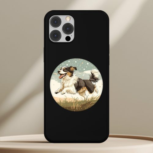 Ausztrál juhászkutyás telefontok fekete színben