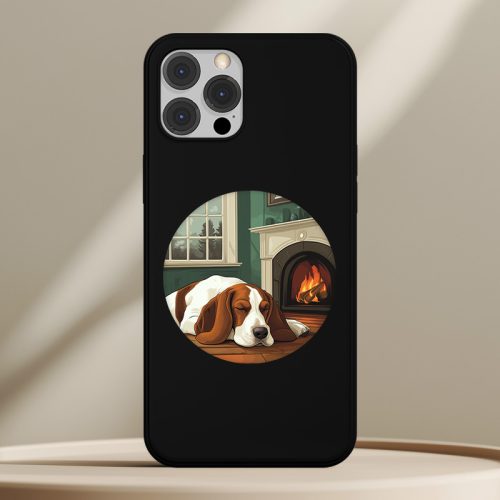 Basset houndos telefontok fekete színben