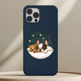 Boston terrieres telefontok sötétkék színben