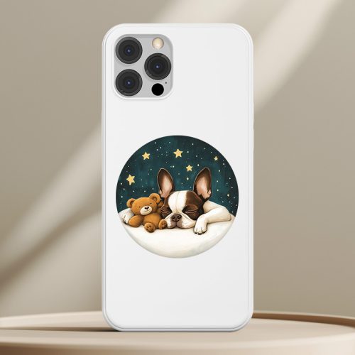 Boston terrieres telefontok fehér színben