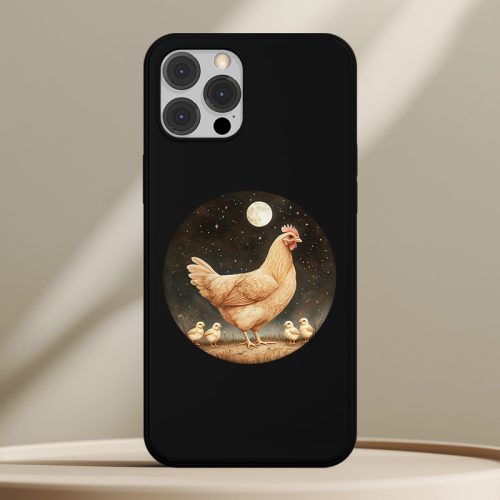 Csirkés telefontok fekete színben