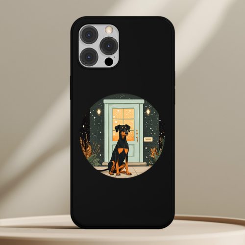 Dobermannos telefontok fekete színben