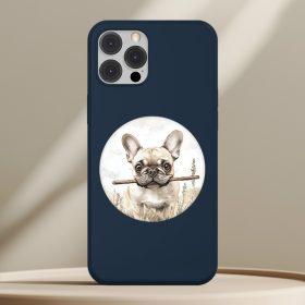 Francia bulldogos telefontok sötétkék színben