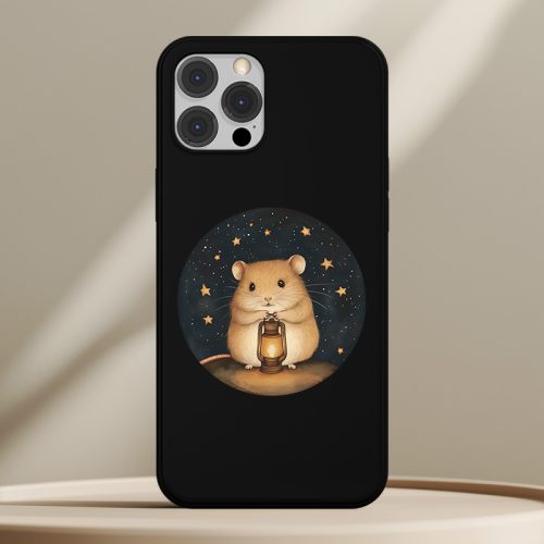 Hörcsögös telefontok fekete színben