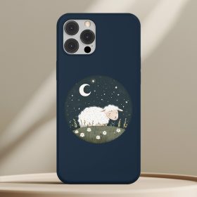 Bárányos telefontok sötétkék színben