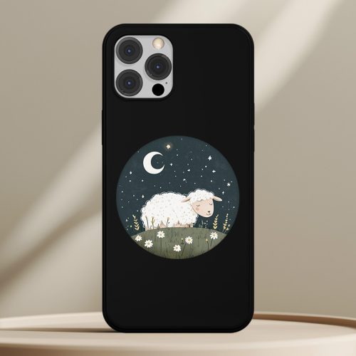 Bárányos telefontok fekete színben