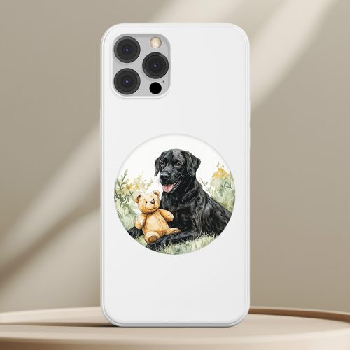 Fekete labradoros telefontok fehér színben