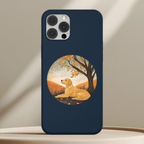 Sárga labradoros telefontok sötétkék színben